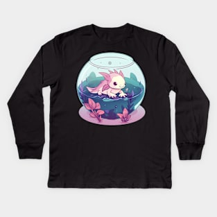 Axolotl in a Fishbowl Kids Long Sleeve T-Shirt